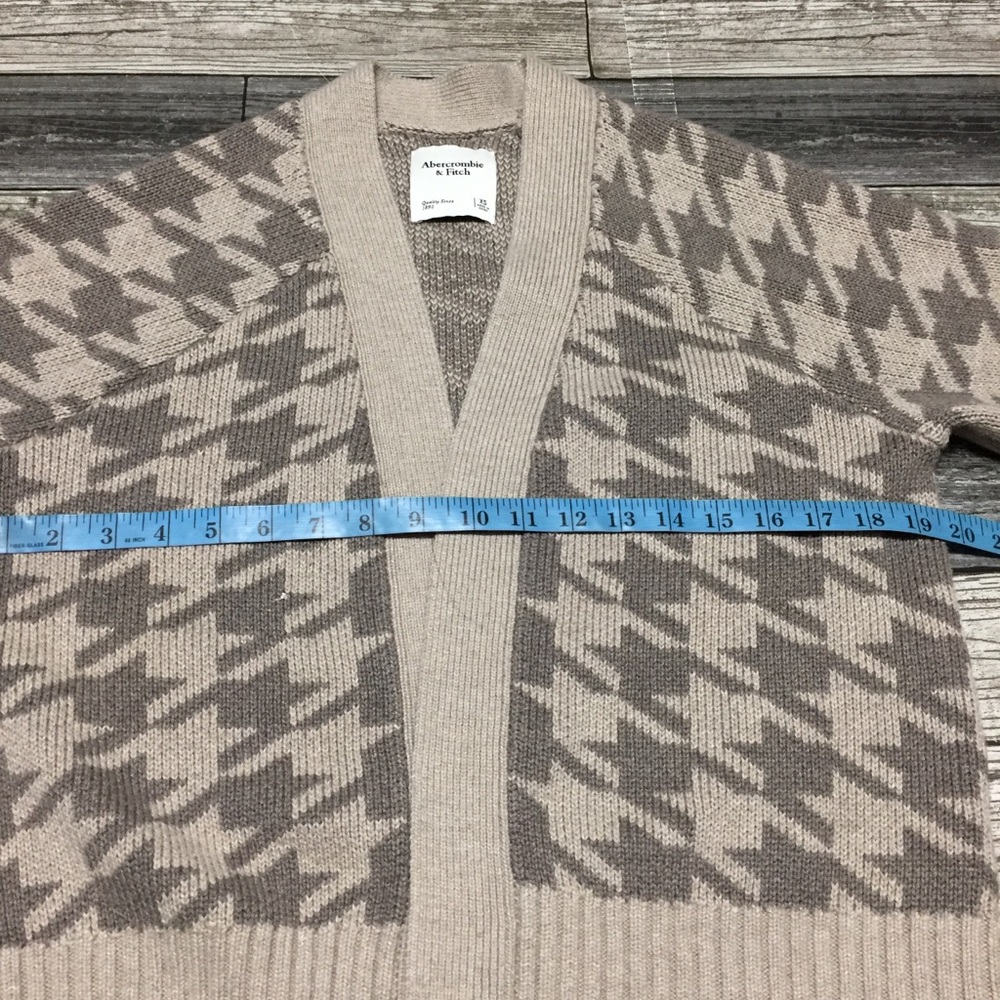 Abercrombie Fitch Houndstooth Plaid Open Front Cardigan Sweater Women’s XS FLAW - Picture 3 of 9